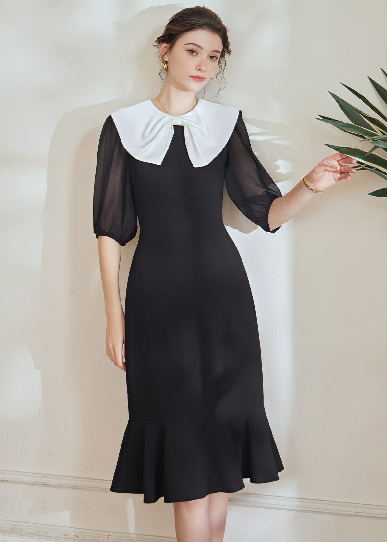 3/4 SLEEVE FISHTAIL DRESS - ANLEM