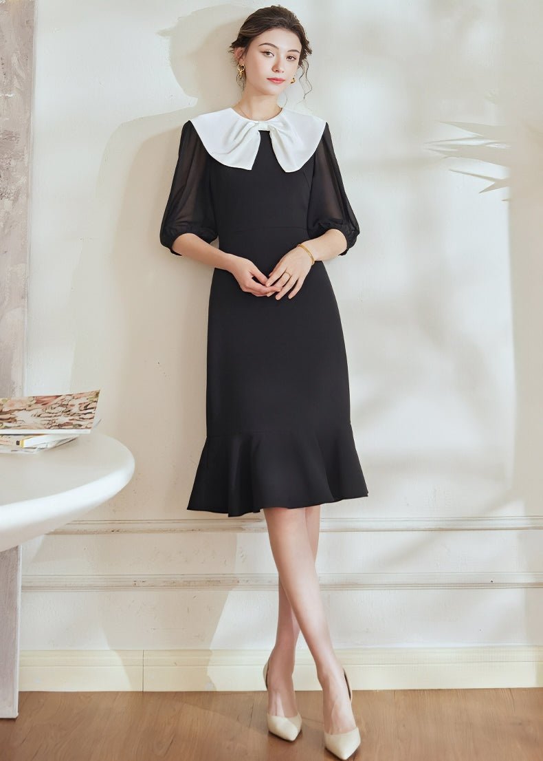 3/4 SLEEVE FISHTAIL DRESS - ANLEM