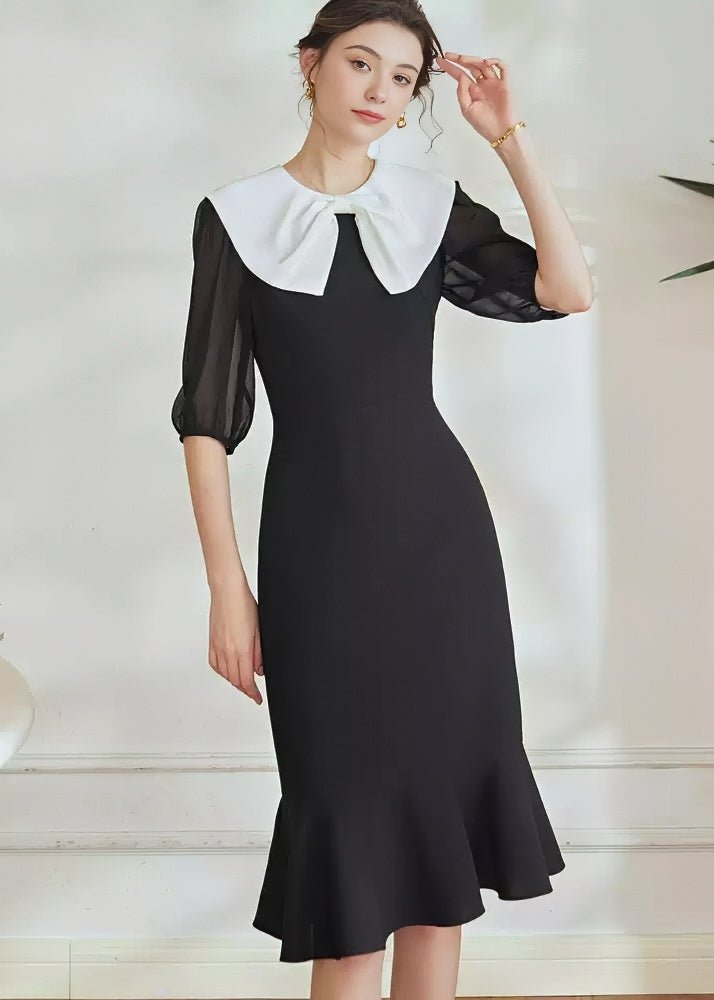 3/4 SLEEVE FISHTAIL DRESS - ANLEM