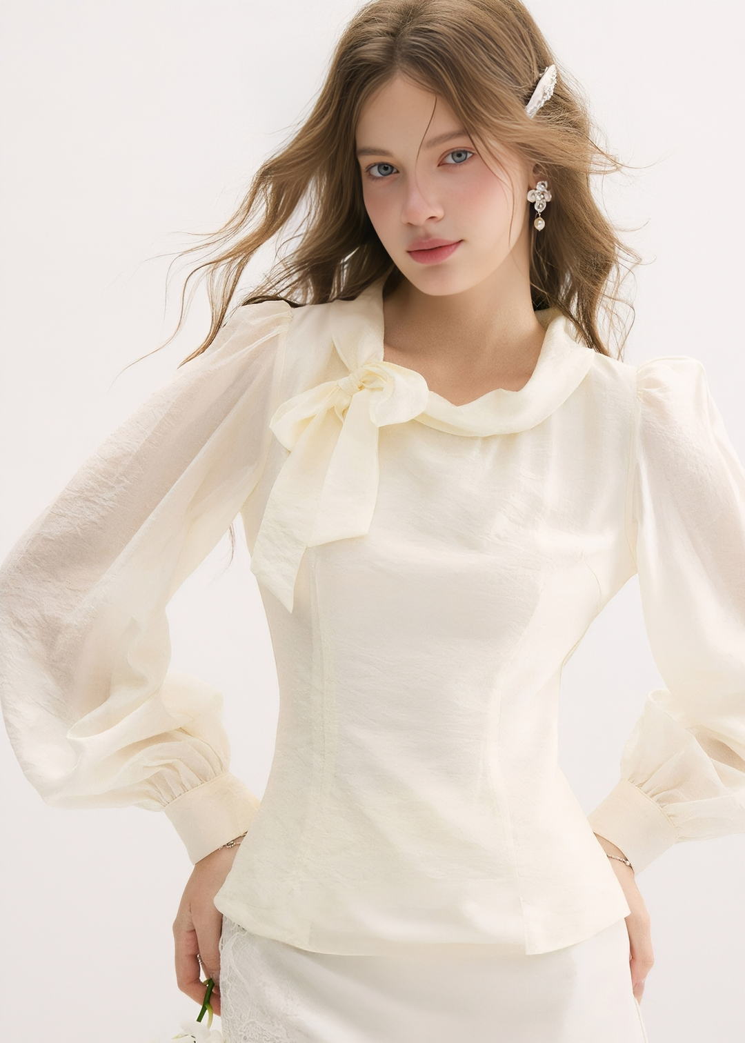 ORGANZA BOW TIE BLOUSE