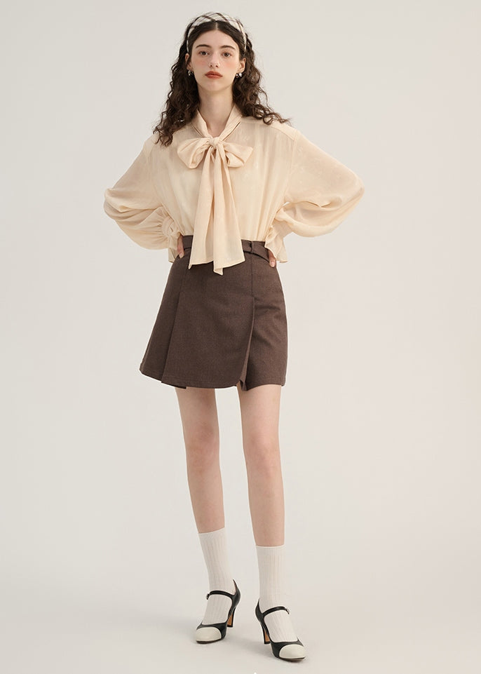 LACE - UP BOWTIE CHIFFON TOPS - ANLEM