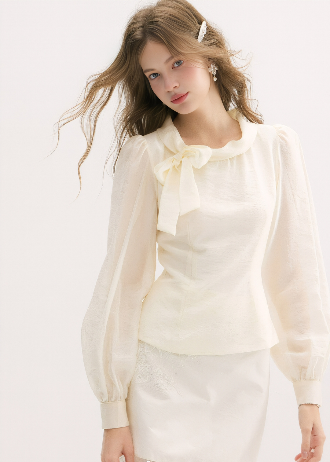 ORGANZA BOW TIE BLOUSE