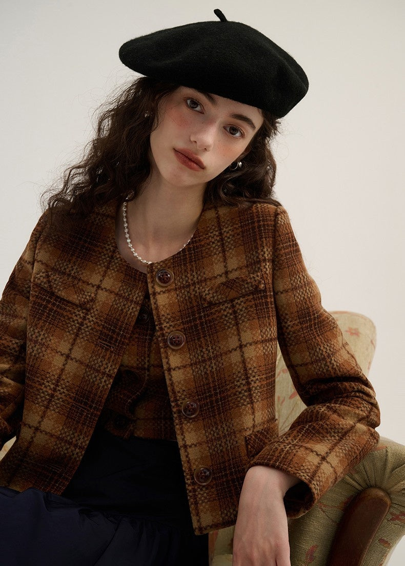 RETRO PLAID CAMISOLE AND JACKET - ANLEM