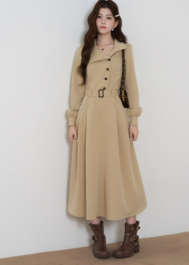 ASYMMETRICAL COLLAR TRENCH COAT