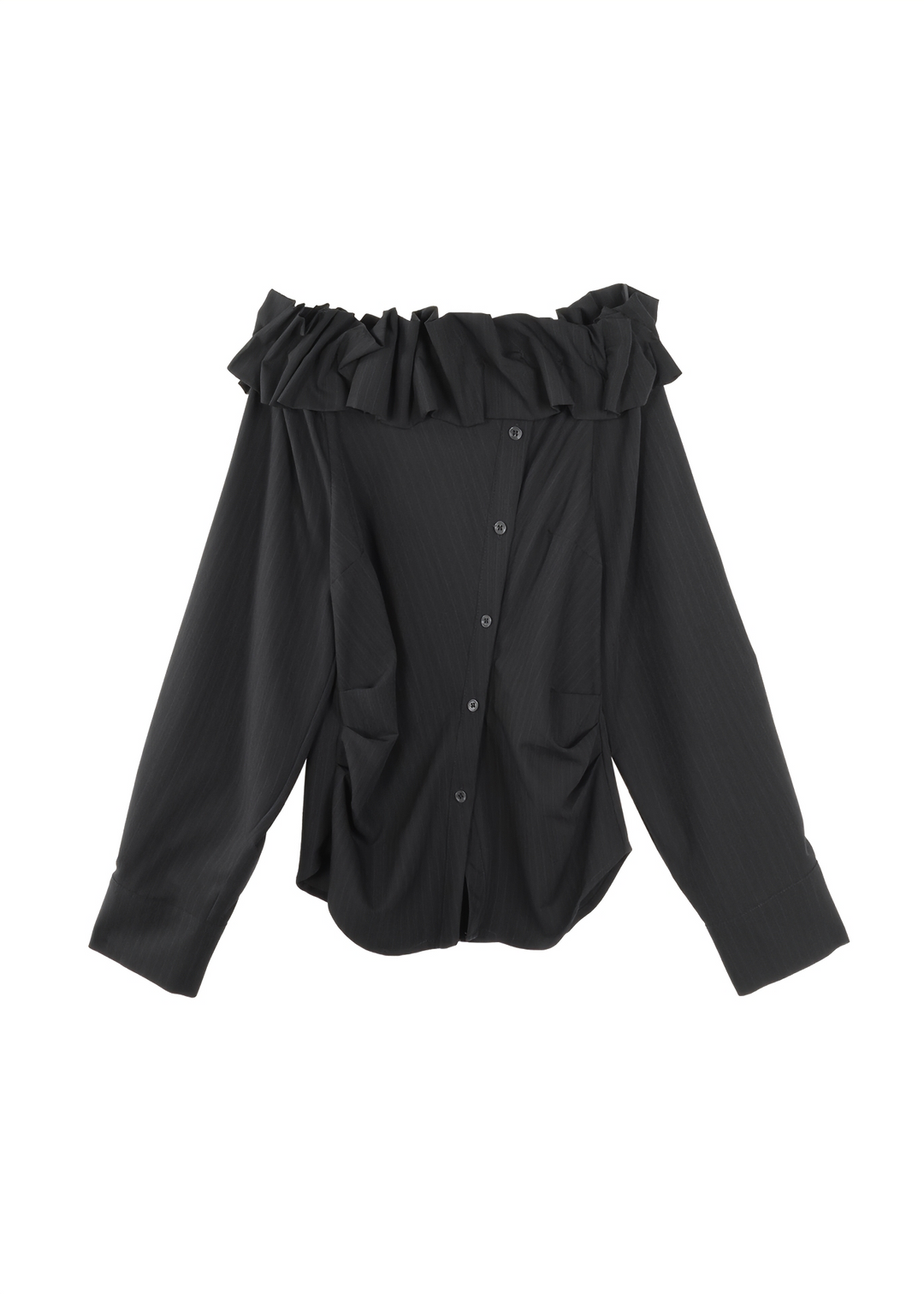 OFF-SHOULDER RUFFLE SHIRT