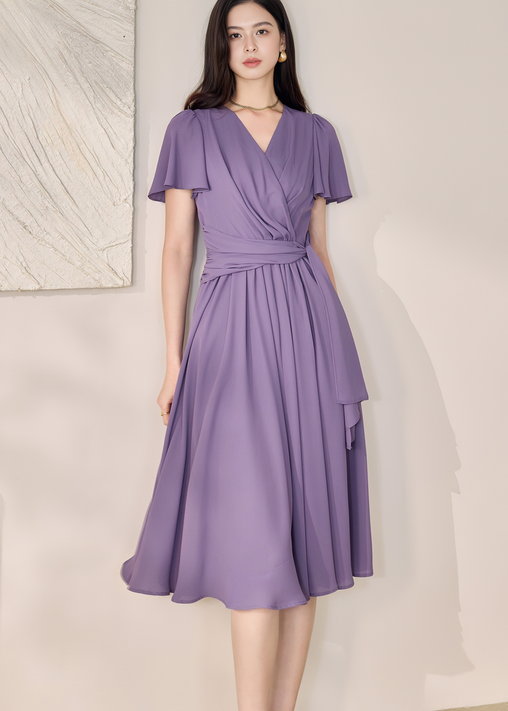 WRAP-FRONT MIDI DRESS