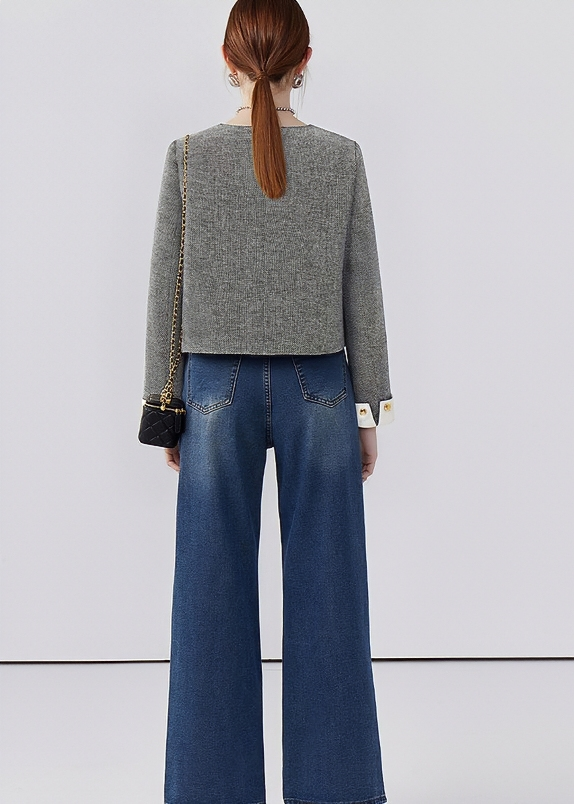 GOLD BUTTON NO COLLAR JACKET