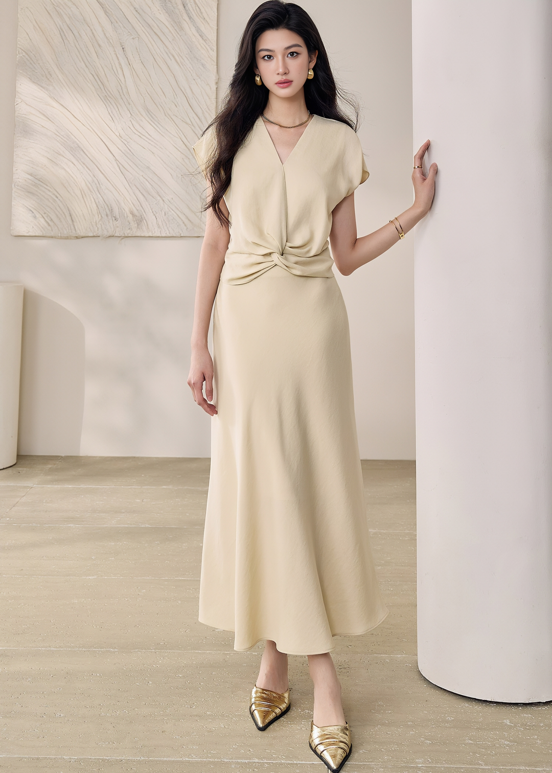 TWISTED WAIST TOP & FLARE SKIRT