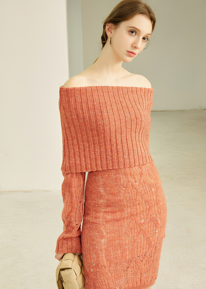 STRAIGHT NECK KNIT DRESS