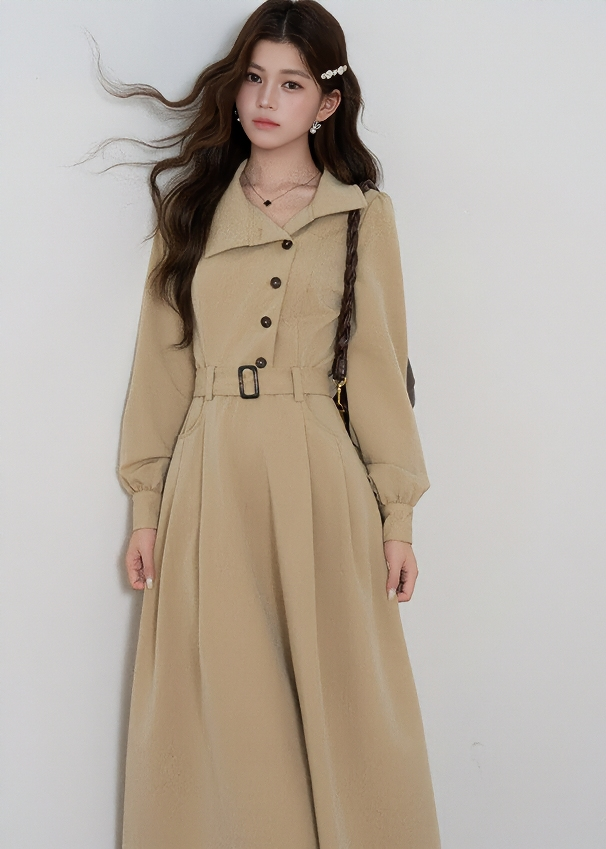 ASYMMETRICAL COLLAR TRENCH COAT