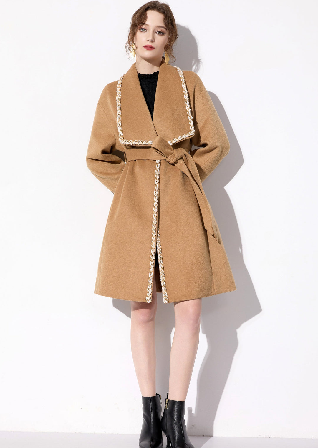 Big Collar Open Front Coat