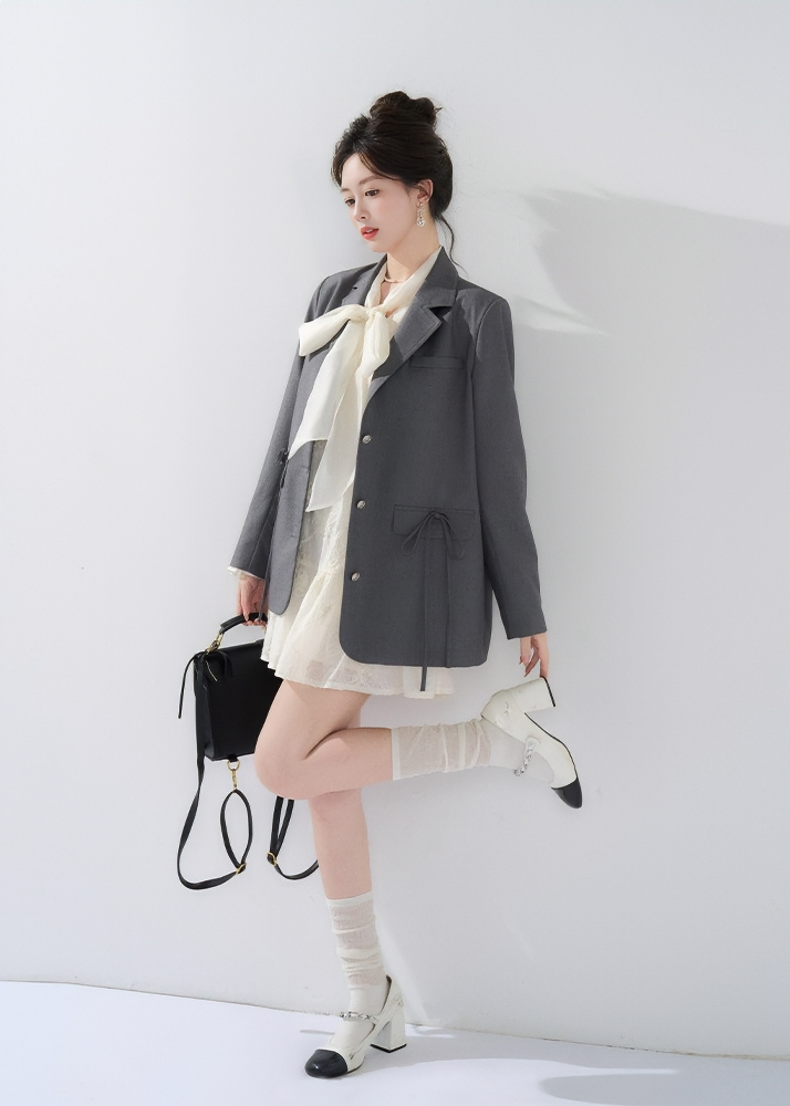DRAWSTRING FLAP BLAZER