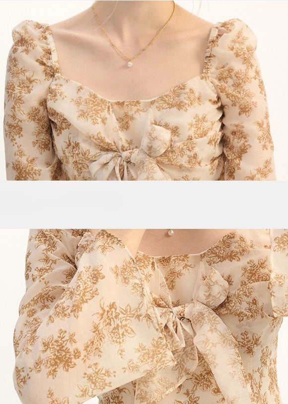 RETRO FLORAL CHIFFON SHIRT - ANLEM