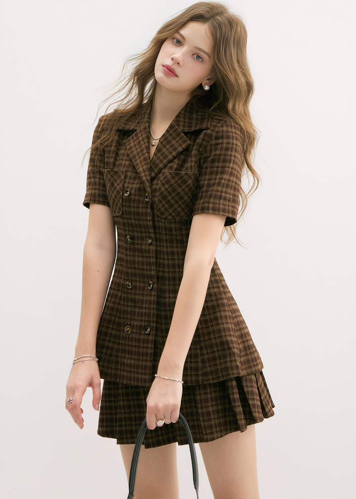 VINTAGE PLAID JACKET & SKIRT