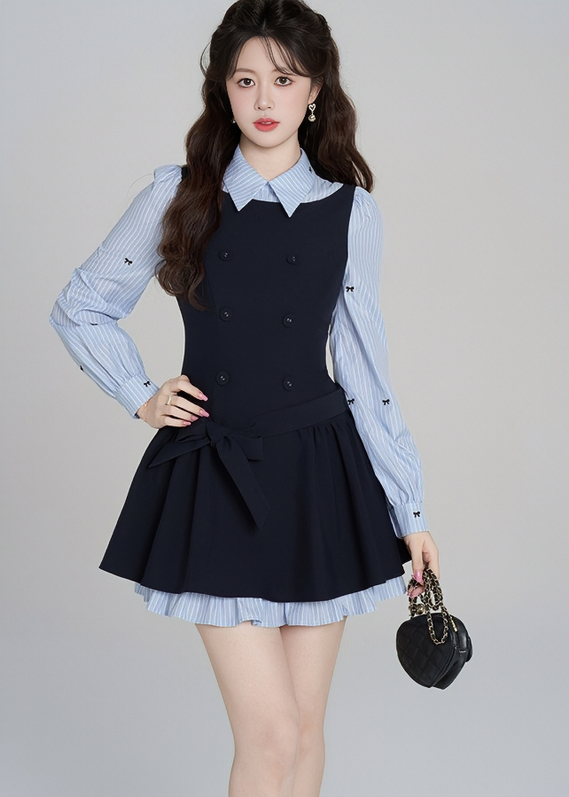 DOUBLE-BREASTED LAYERED DRESS