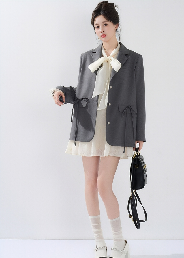 DRAWSTRING FLAP BLAZER