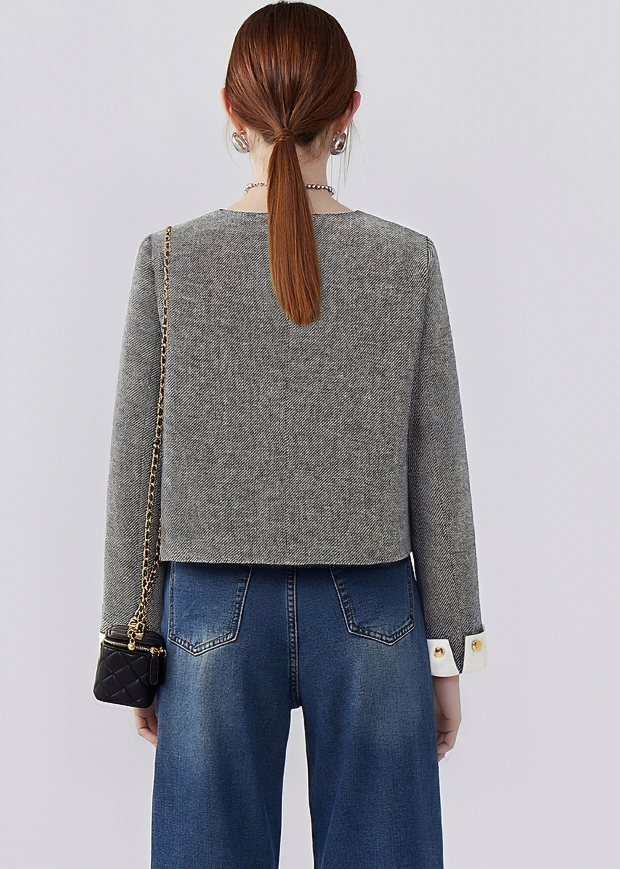 GOLD BUTTON NO COLLAR JACKET