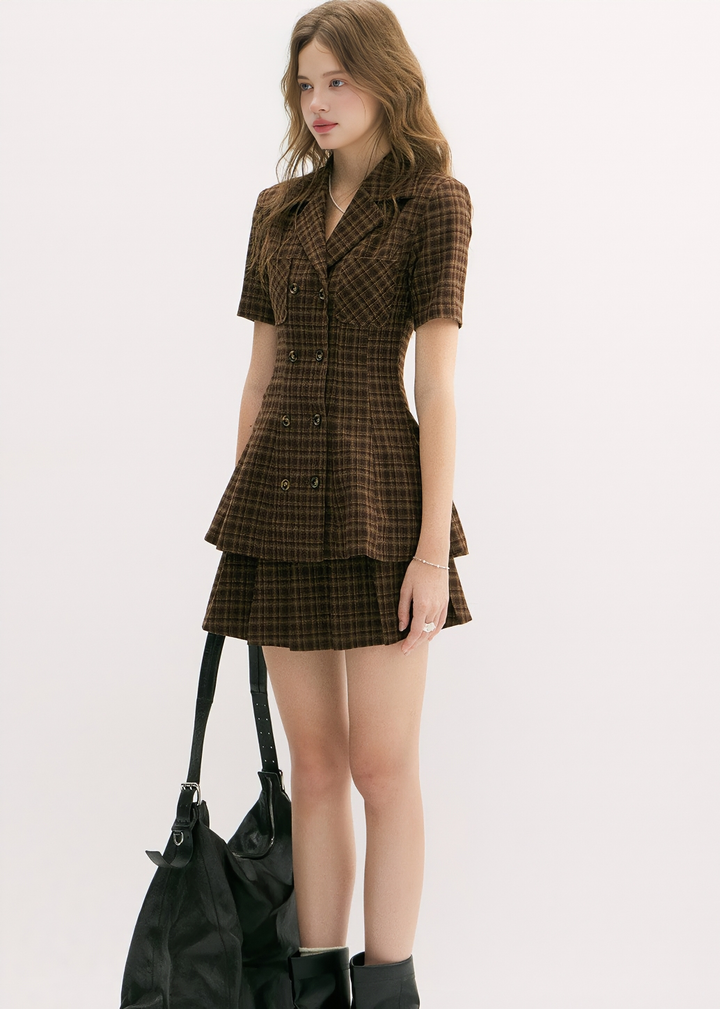 VINTAGE PLAID JACKET & SKIRT
