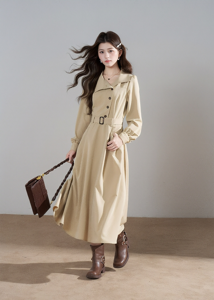 ASYMMETRICAL COLLAR TRENCH COAT