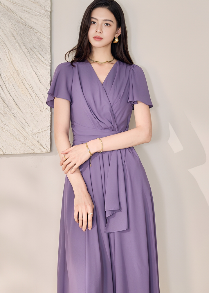 WRAP-FRONT MIDI DRESS