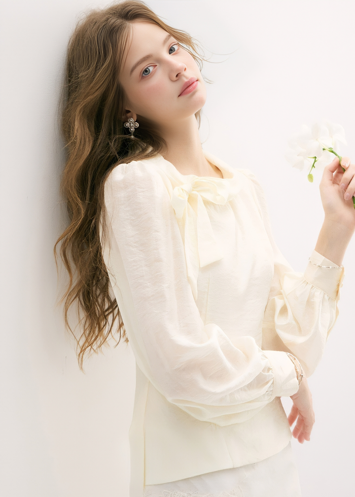 ORGANZA BOW TIE BLOUSE