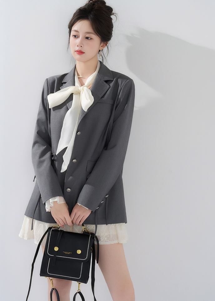 DRAWSTRING FLAP BLAZER