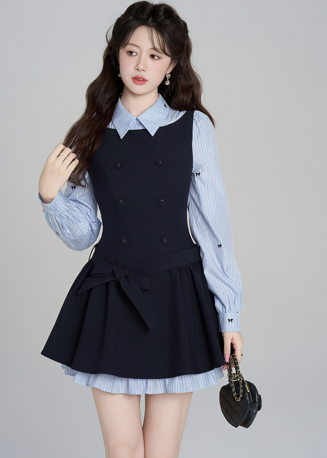 DOUBLE-BREASTED LAYERED DRESS