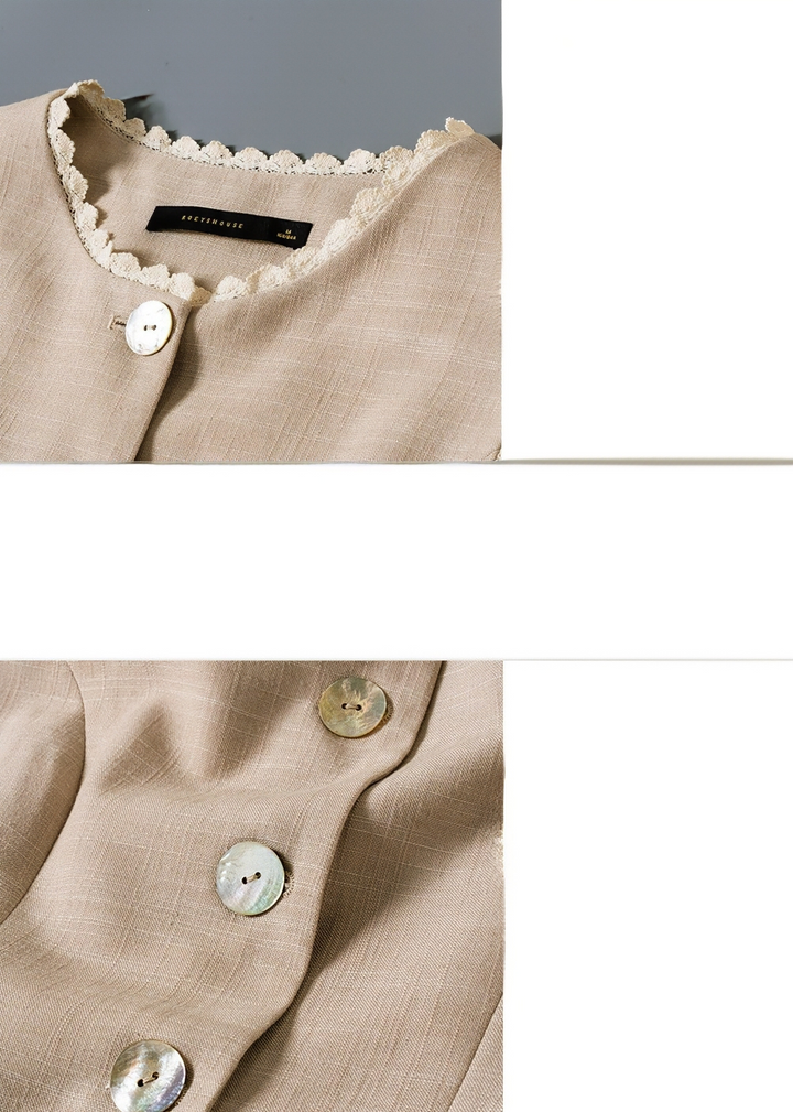 SCALLOPED LINEN TOPS&PANTS