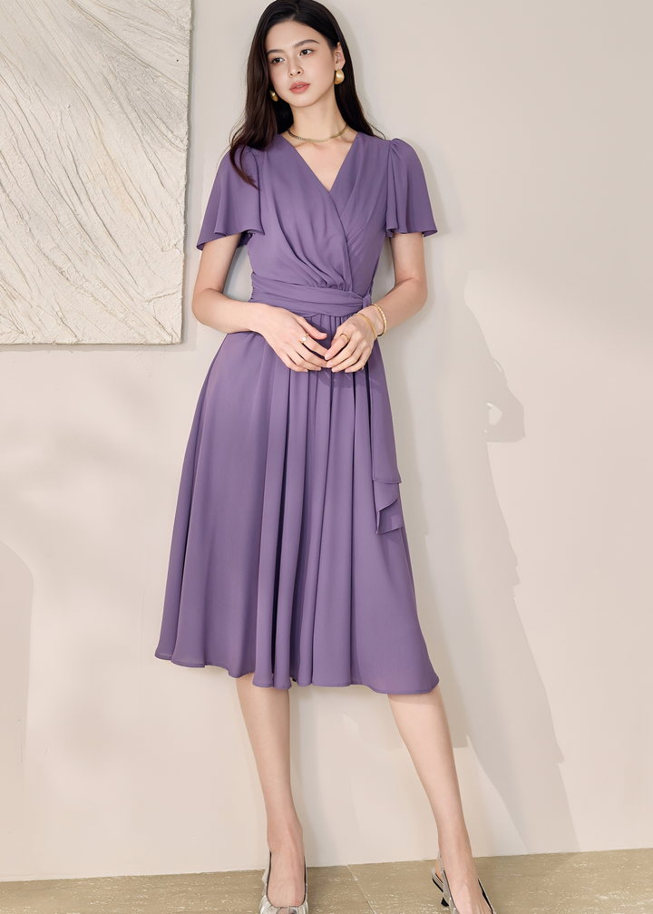 WRAP-FRONT MIDI DRESS