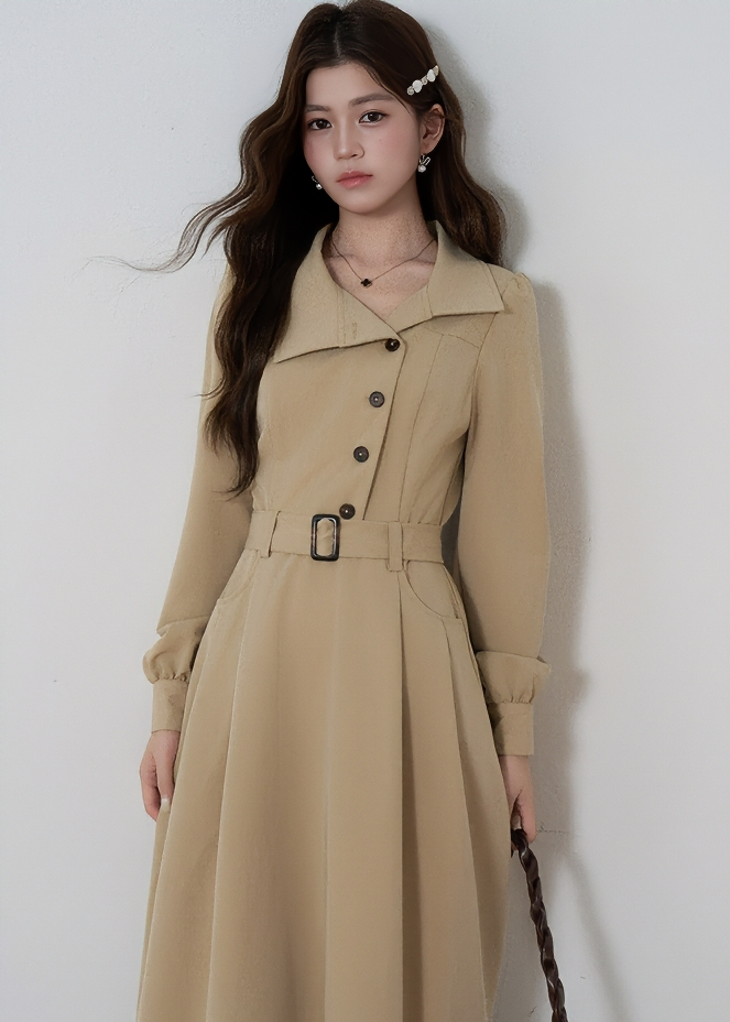 ASYMMETRICAL COLLAR TRENCH COAT