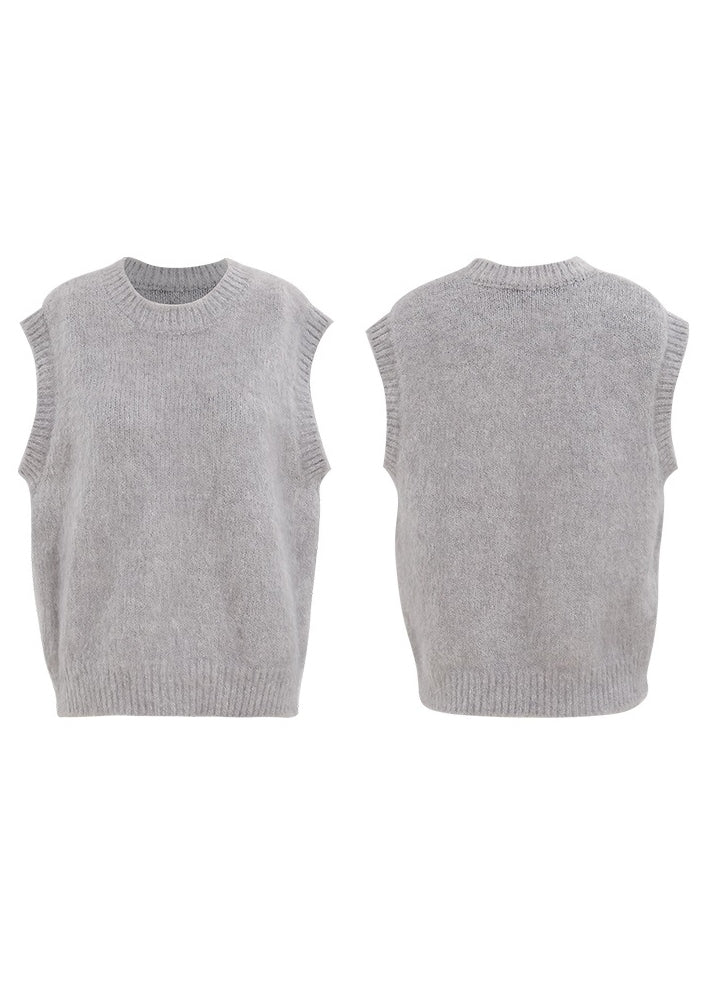 ROUND NECK KNIT VEST - ANLEM