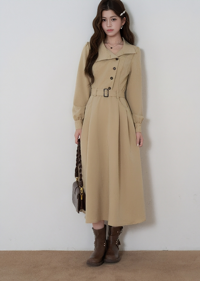 ASYMMETRICAL COLLAR TRENCH COAT