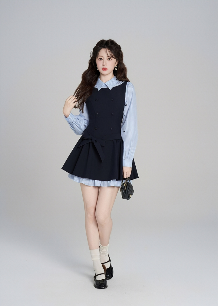 DOUBLE-BREASTED LAYERED DRESS