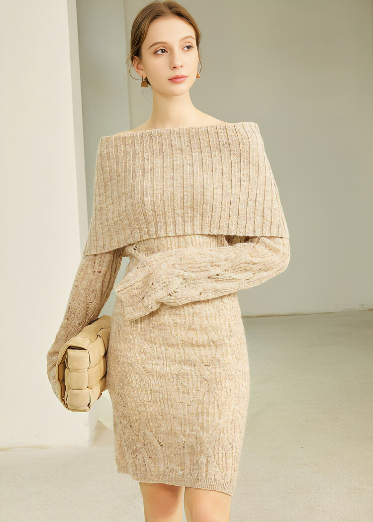 STRAIGHT NECK KNIT DRESS