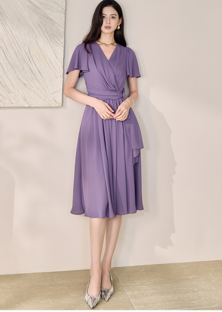 WRAP-FRONT MIDI DRESS