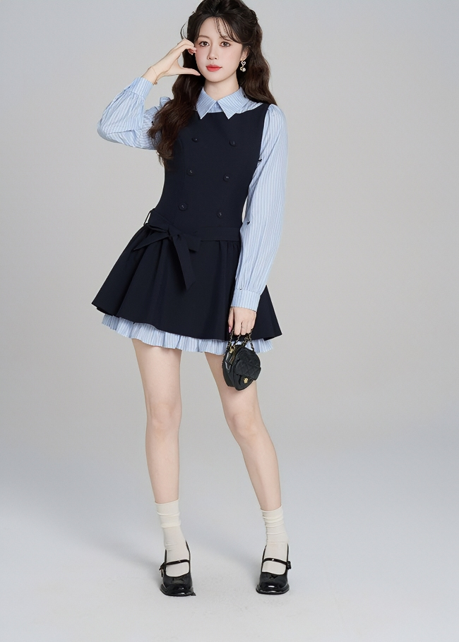 DOUBLE-BREASTED LAYERED DRESS