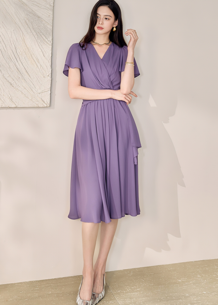 WRAP-FRONT MIDI DRESS