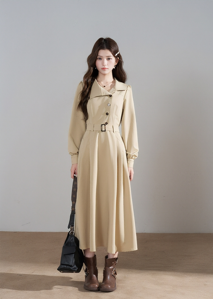 ASYMMETRICAL COLLAR TRENCH COAT