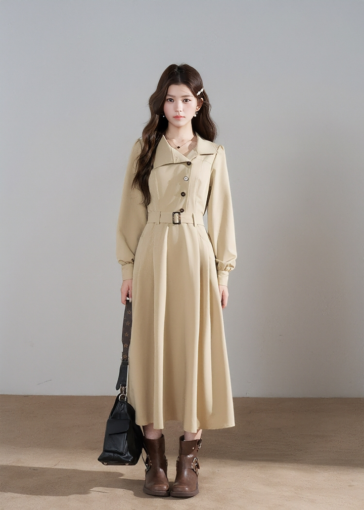 ASYMMETRICAL COLLAR TRENCH COAT