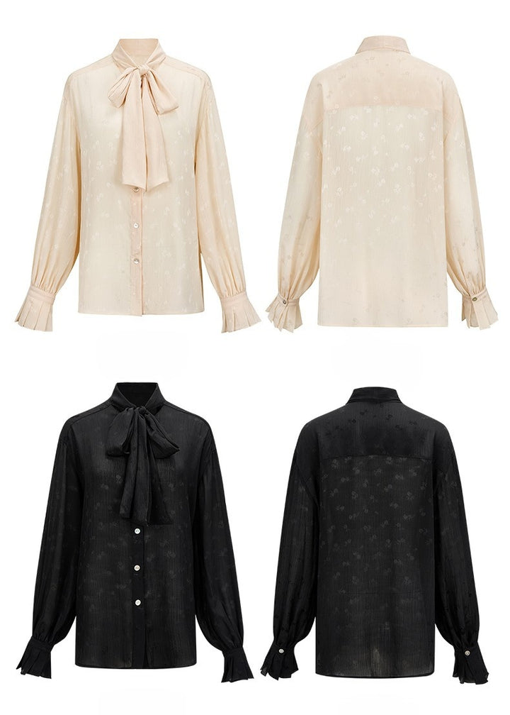 LACE - UP BOWTIE CHIFFON TOPS - ANLEM