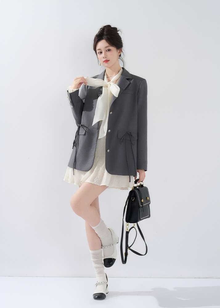 DRAWSTRING FLAP BLAZER