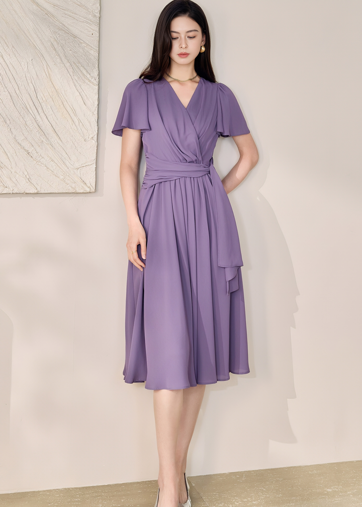 WRAP-FRONT MIDI DRESS