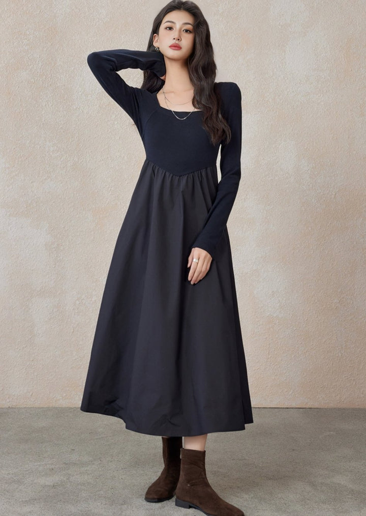 A LINE SLIM LONG LITTLE BLACK DRESS - ANLEM