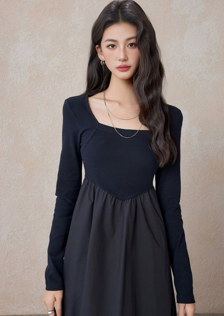 A LINE SLIM LONG LITTLE BLACK DRESS - ANLEM