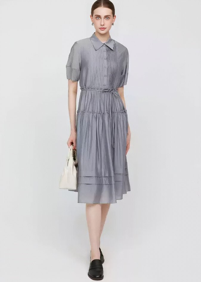 ACCORDION PLEAT SHIRT DRESS - ANLEM