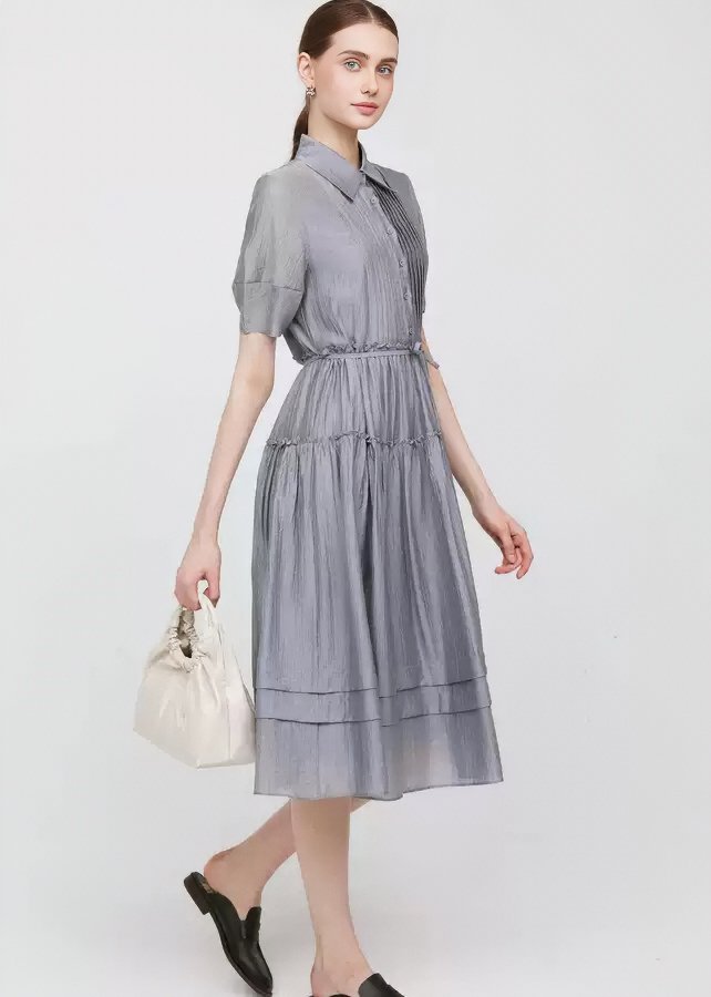 ACCORDION PLEAT SHIRT DRESS - ANLEM