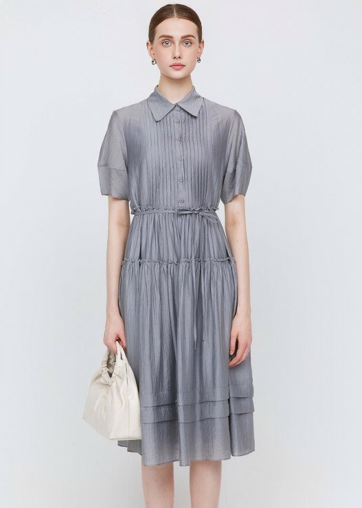 ACCORDION PLEAT SHIRT DRESS - ANLEM