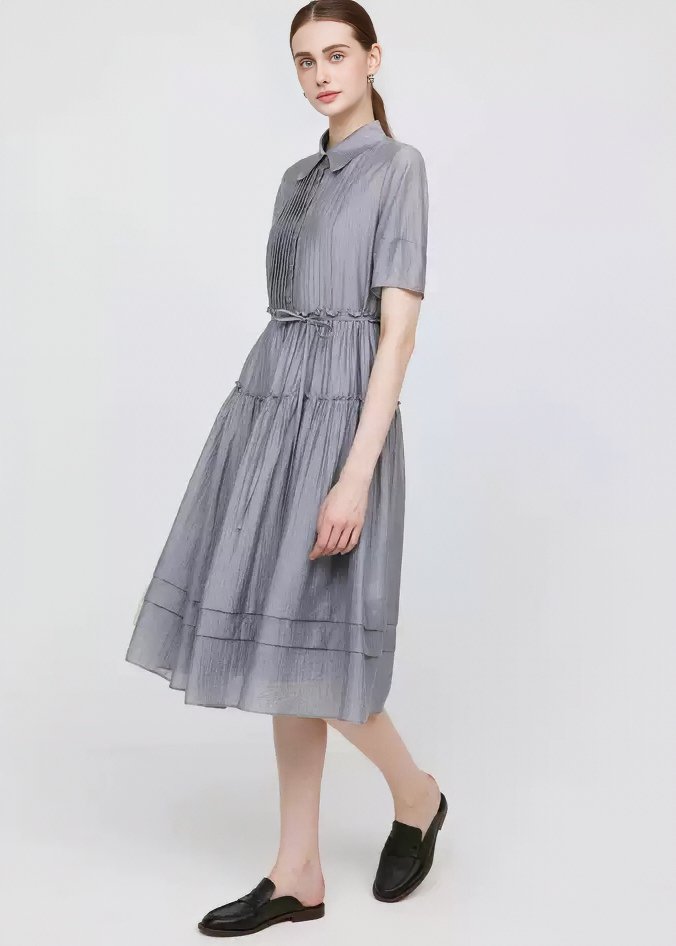 ACCORDION PLEAT SHIRT DRESS - ANLEM