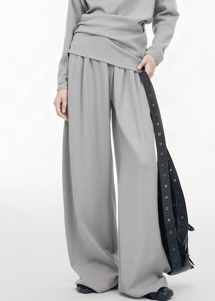 ASYMMETRICAL OFF - SHOULDER SWEATER & WIDE LEG PANTS - ANLEM