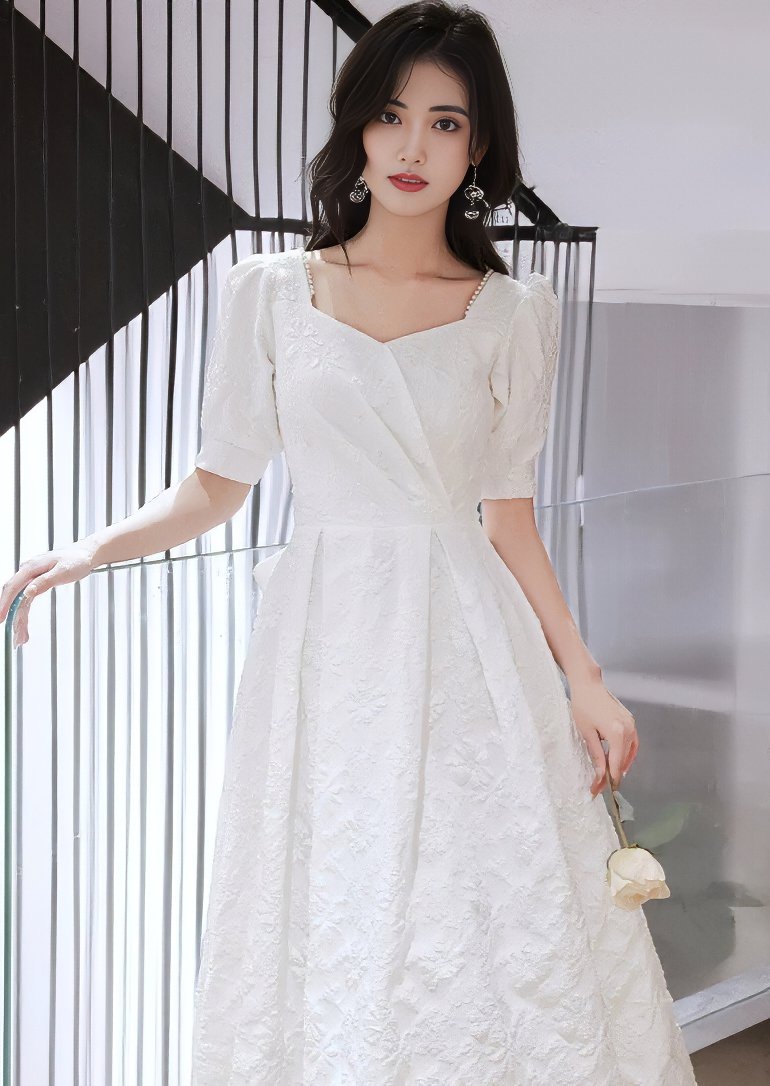 BACK RIBBON FLUFFY DRESS - ANLEM